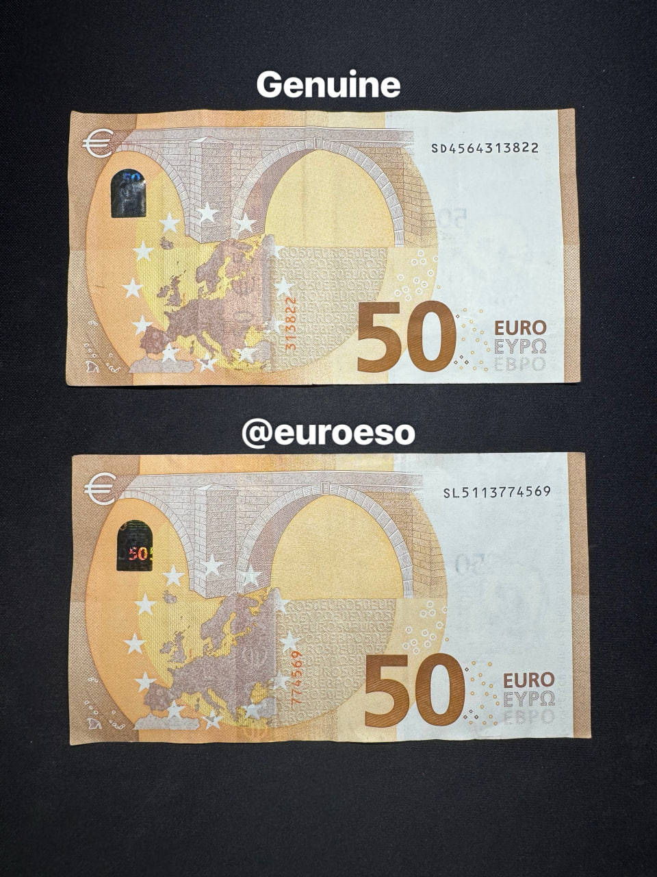 50€ Genuine vs EUROESO back