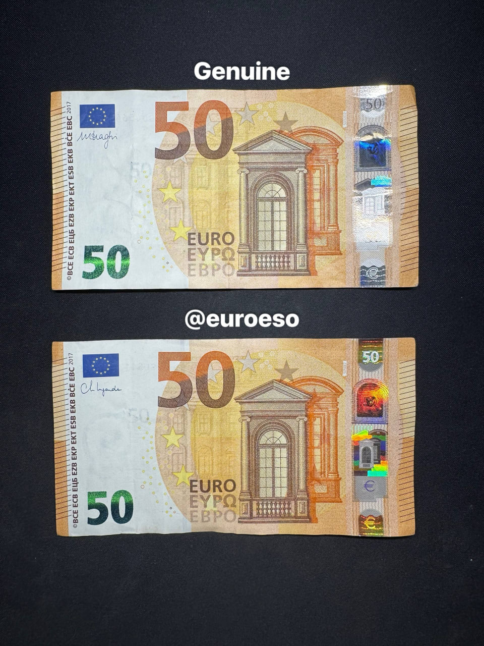 50€ Genuine vs EUROESO front